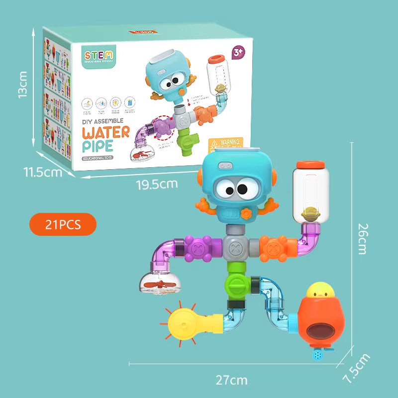 Baby Bath Toys with Strong Suction Cups Tubes Spinner Squirt Water Game Set Toddlers Kids Shower Pool for 3 Years Children Gifts