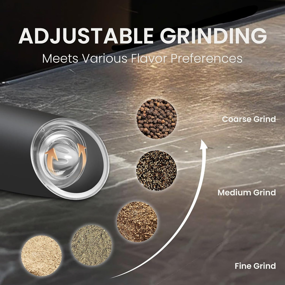 Elevate Your Seasoning Game with Our Battery Operated Salt and Pepper Grinder Set - 2 Pack in Sleek Black | Automatic, Gravity-Activated with LED Light & Adjustable Coarseness