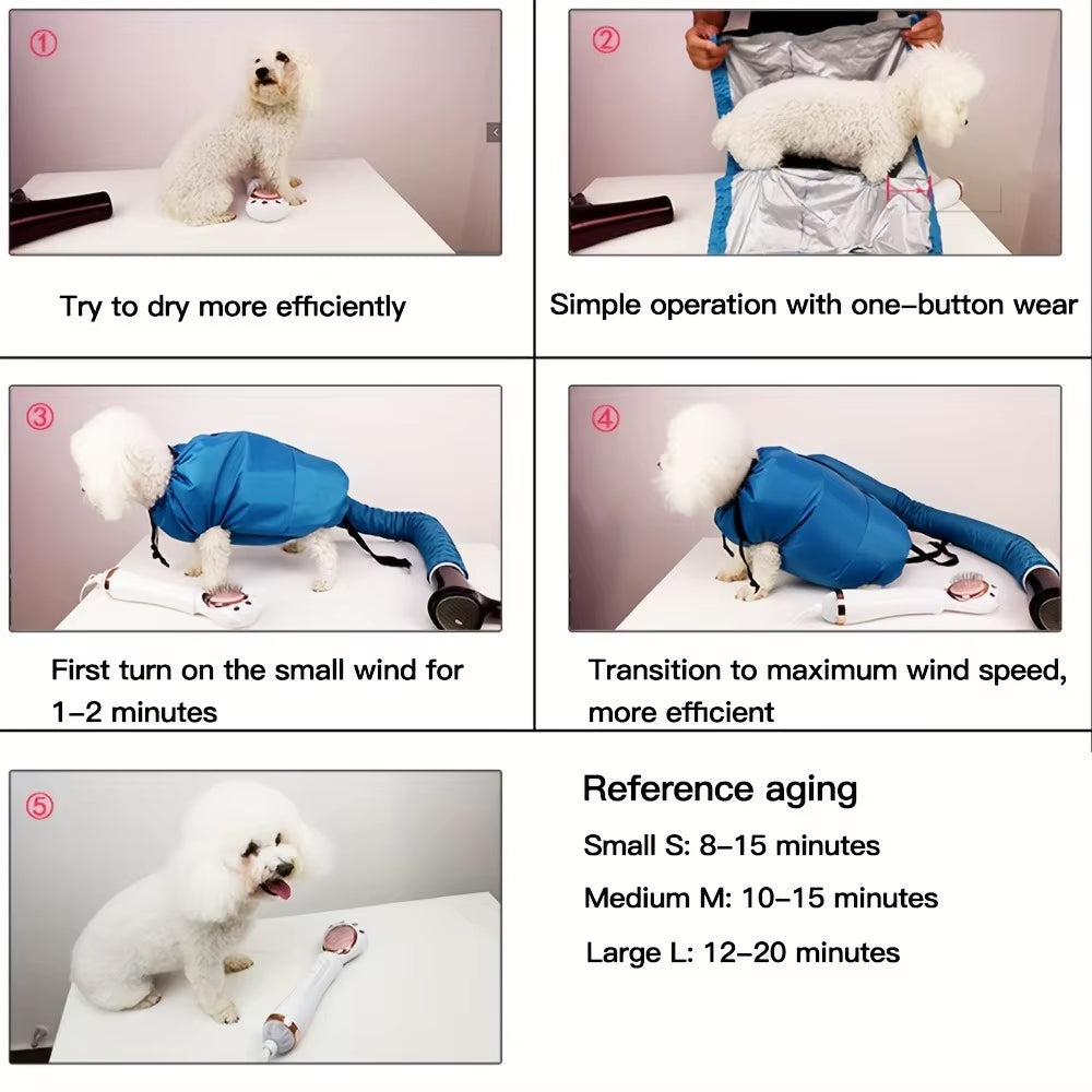 1Pc Portable Folding Pet Hair Dryer Bag - Fast Drying Safe Blow Tech, Effortless Grooming for Dogs of All Sizes